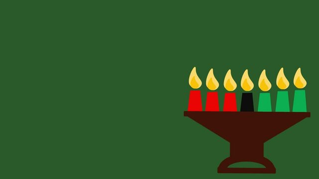 Happy Kwanzaa background animation with copy space and seven candles