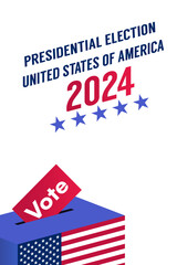 USA Presidential Election 2024 Ballot Box with Stars and Flag Pattern