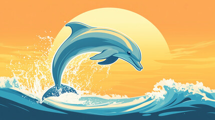 dolphin jumping in water vector Generative AI	
