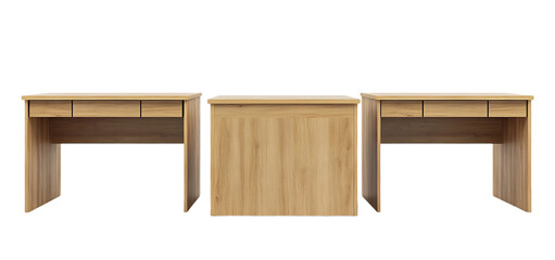 three set of Desk isolated transparent background