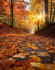 Autumn path in forest