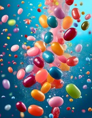 Colorful jelly beans burst!