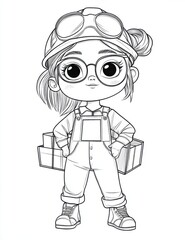 Fototapeta premium Cute Cartoon Character in Aviator Outfit with Glasses and Adventure Gear