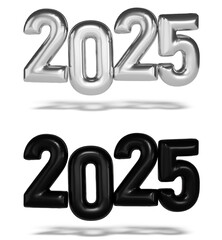 2025 number balloon silver and black color 3D graphic