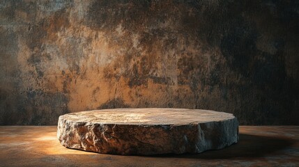 Rustic stone pedestal on wooden table