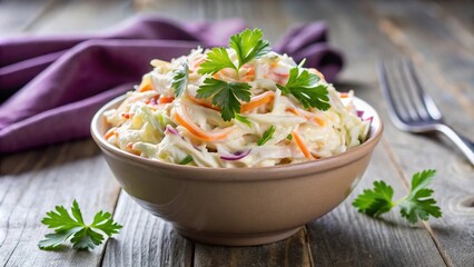 Fresh coleslaw with creamy dressing and parsley