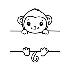 Cartoon monkey vector  illustration coloring book for kids 