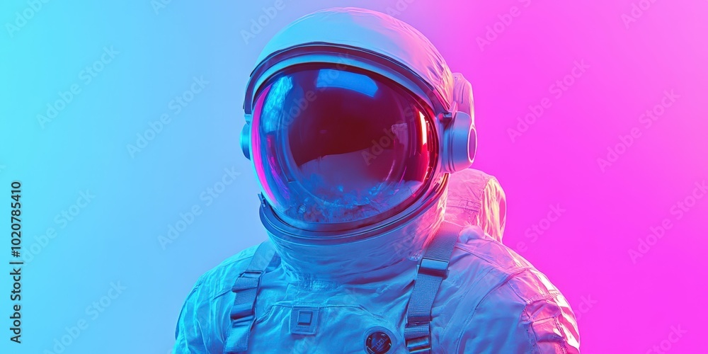 Wall mural astronaut in spacesuit against colorful gradient background