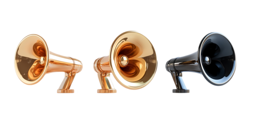 three set of Dynamic 3D Megaphone isolated transparent background