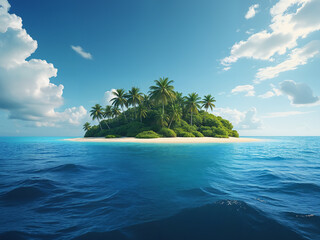 Generated image of digital illustration of a small island at sea.