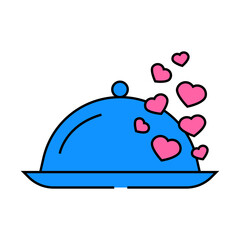 romantic dinner love line icon vector. romantic dinner love sign. isolated symbol illustration