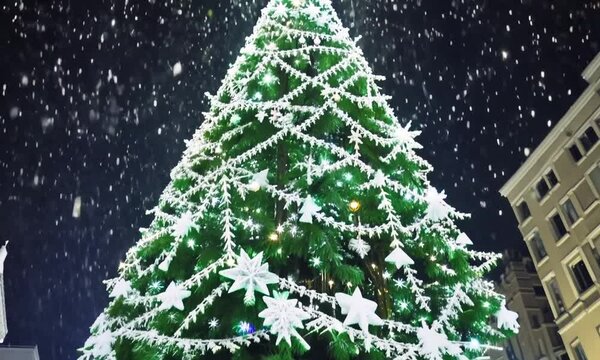 christmas tree with snow