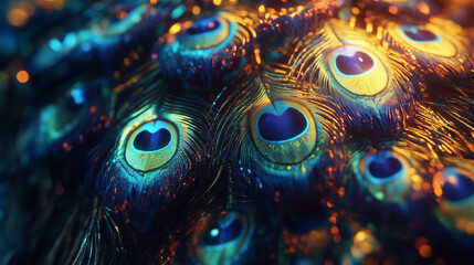 peacock feather closeup Generative AI	