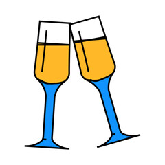 champagne glasses love line icon vector. champagne glasses love sign. isolated symbol illustration