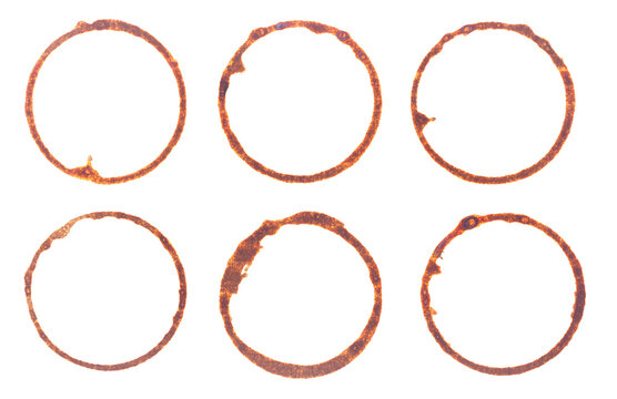 Coffee stains isolated on white background. Coffee prints