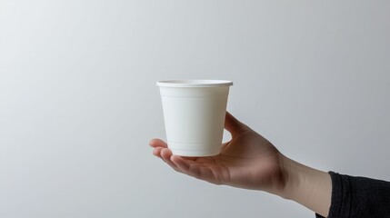 hand holding disposable paper cup