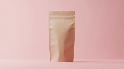 Blank paper bag packaging on pink background