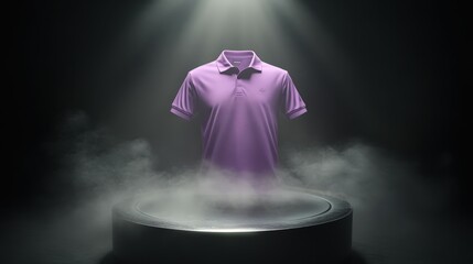 stylish pink polo shirt on dark stage