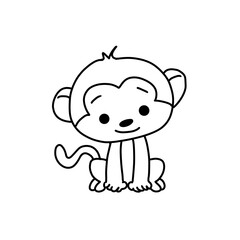 Cartoon monkey vector illustration coloring book for kids