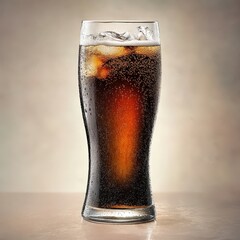 Refreshing glass of cold cola with ice