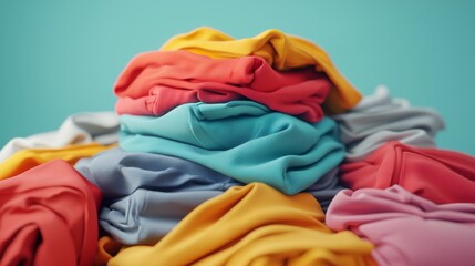 Vibrant Pile of Colorful Clothes for Laundry