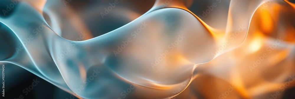 Poster organic harmony, a fluid arrangement of soft shapes illuminated by gentle light, creating a serene a