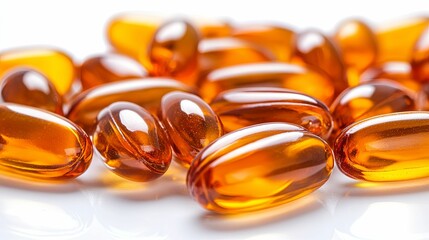 Close-up of Amber-Colored Softgel Capsules