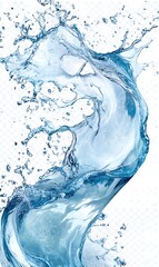 Blue water wave splash isolated on white background. rendering.