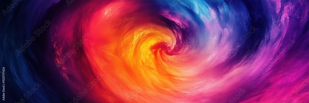 Poster vibrant rainbow swirl, dynamic colors merging seamlessly, creating an energetic and captivating visu