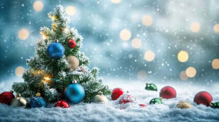 Obraz premium The Christmas Tree Decorated Brightly