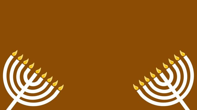 Happy Hanukkah background animation with copy space and nine candles or menorah
