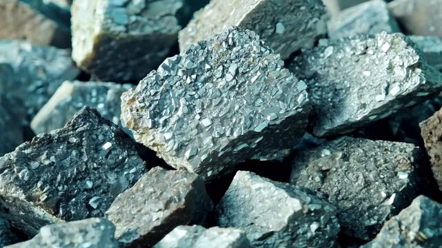 pile of mined nickel,  zoom in. 4K

