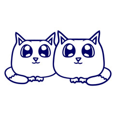 Cat Design Two Best Friends Couple Romantic Crew Team Funny Cool Cartoon Cute Cats Lovers Cartoon Comic Fun Love Sweet Kittens Adorable Feline Like Playful Kitties Fur Baby Illustration Paw Pet Owners