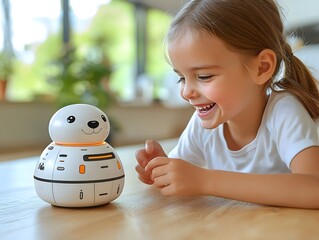 Child Engaged with Interactive Digital Pet Toy
