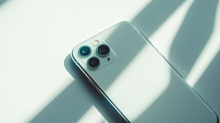 close-up of modern smartphone with triple camera lens