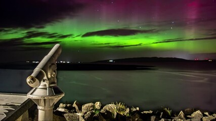 The Aurora Borealis, the northern lights, showing up in Portnoo, County Donegal, Ireland. - Powered by Adobe