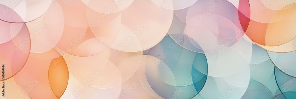 Aufkleber soft pastel overlapping circles, an abstract design featuring translucent circles in gentle hues, cr
