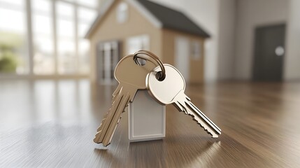 Two metal symbolic keys of different sizes from a symbolic new house, reminiscent of a married couple - a man and a woman