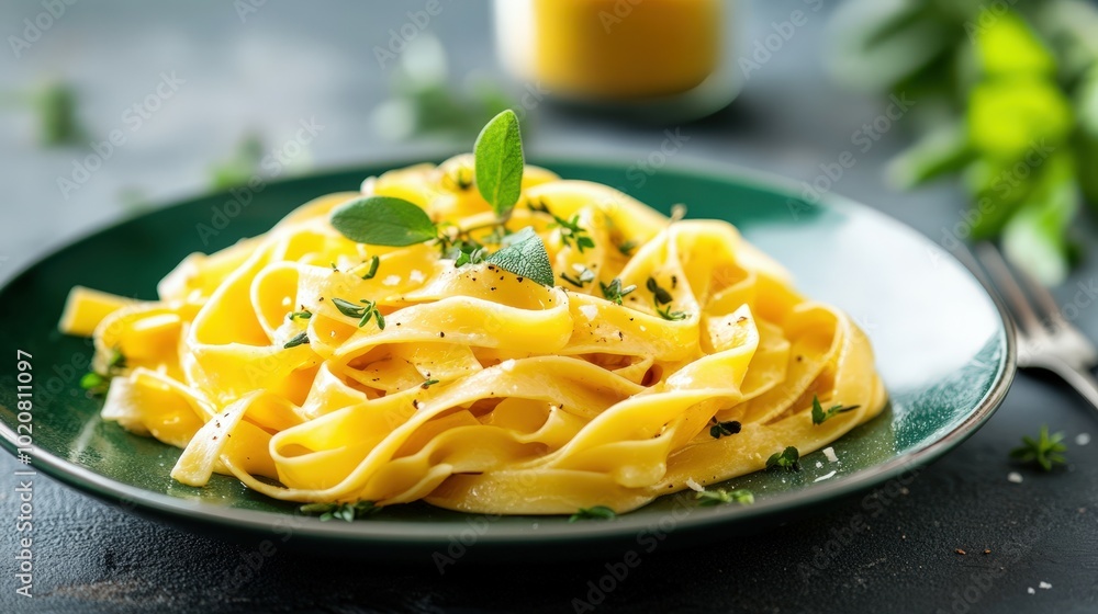 Wall mural fresh homemade pasta with herbs