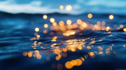 Sparkling water with golden reflections