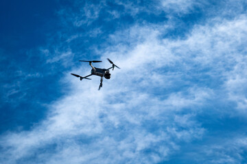 Drone Flies in the Middle of a Frozen Snow Meadow during Winter in Sainte-Claire Bay, Quebec
