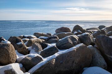 Split Ice on the Seawater Surface in Fractal Patterns Seen From Above in the Northern Atlantic Ocean in Winter
