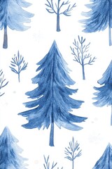 Minimal, trendy snowcovered trees in a stylish, sleek pattern, seamless pattern