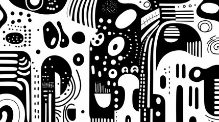 Abstract art vector illustration. SVG, black and white design, hand drawn vector illustration.