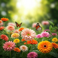 flowers and butterflies background 