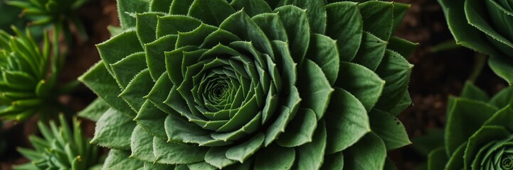 Obraz premium A green plant with a spiral shape. The plant is in a pot