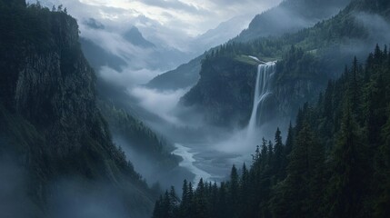 Misty Mountain Waterfall