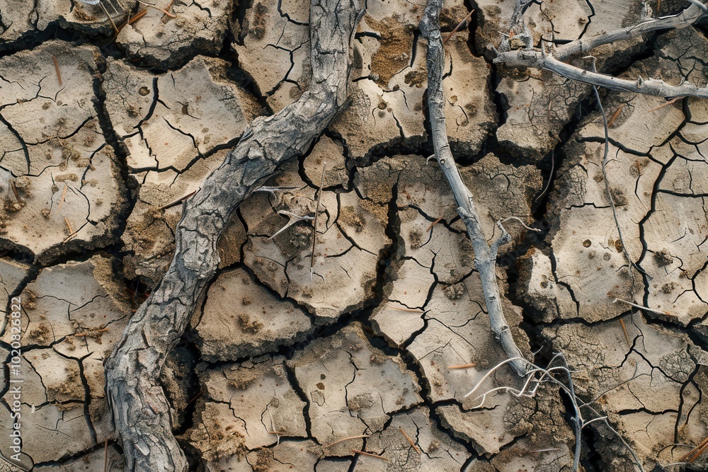 Poster dead trees lie upon cracked earth, highlighting the devastating effects of drought and climate chang