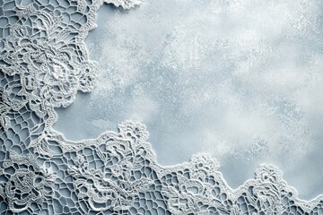 Light blue and white background, light gray tone, lace pattern, lace border, soft edges, subtle texture