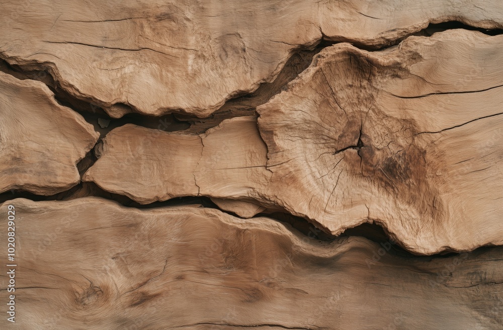 Poster a wooden log with a deep crack running through it. the crack is located in the middle of the log, an